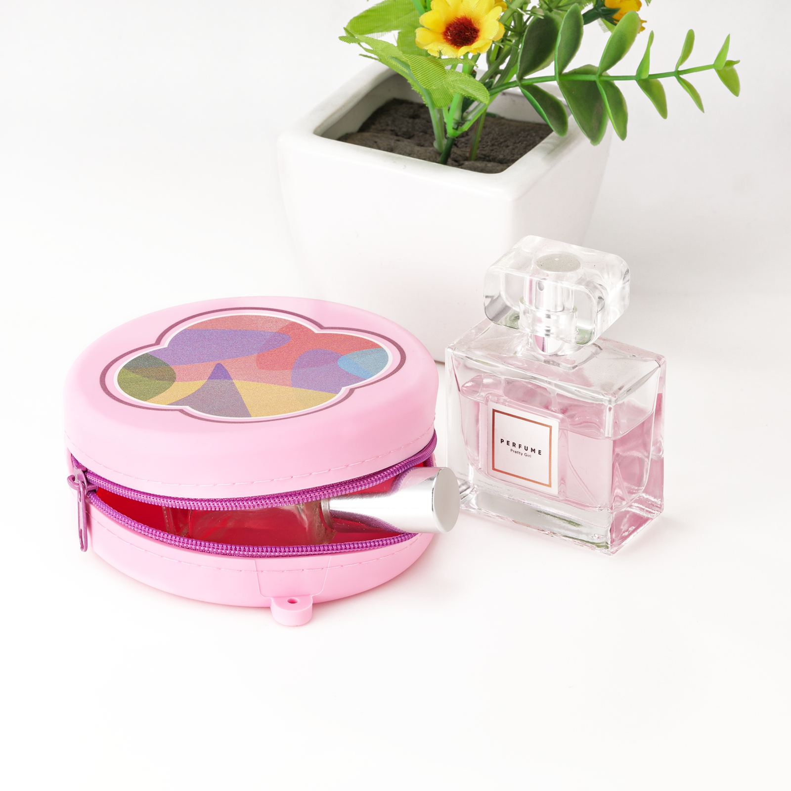 Custom Round Silicone Zipper Purse Printed Coin Purse Cute Color Silicone Pouch Coin Purse